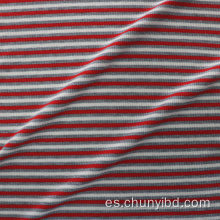 Color personalizado suave y elástico Patrón de rayas Hilo Tedado de costillas 2x2 para vestido de suéter/prenda